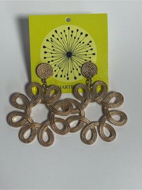 Gold Floral Loop Statement Earrings